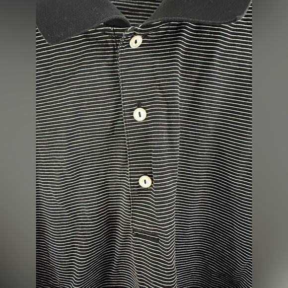 Peter Millar Polo Shirt Size XL Golf White Pin Stripe Black Cotton Collared - Picture 3 of 6
